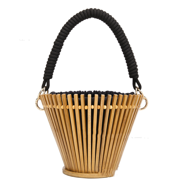 wholesale Round Bamboo Woven Handbag Portable Bamboo Rattan Bag