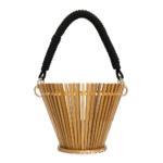 Round Bamboo Woven Handbag Portable Bamboo Rattan Bag-1