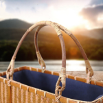 Shopping Portable Bamboo Basket And Bamboo Bag -1